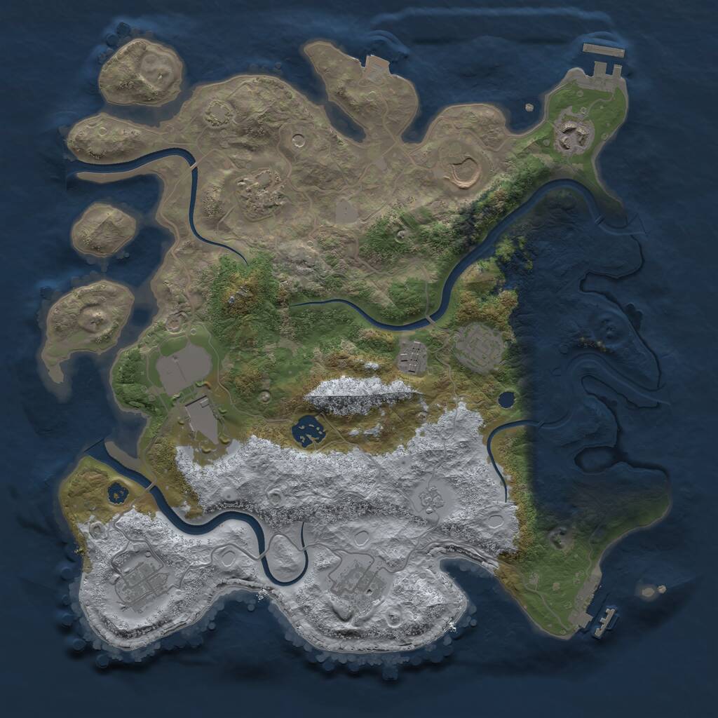 Rust Map: Procedural Map, Size: 3500, Seed: 677825804, 15 Monuments