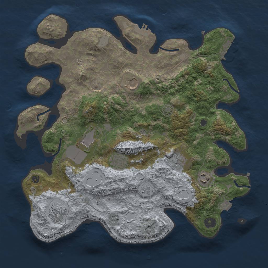 Rust Map: Procedural Map, Size: 3500, Seed: 677825804, 15 Monuments