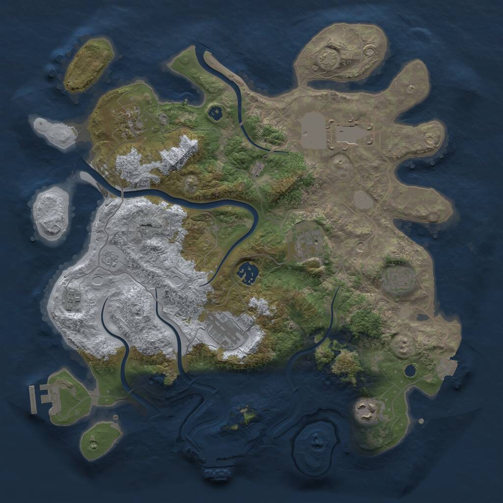Rust Map: Procedural Map, Size: 3600, Seed: 40980270, 14 Monuments