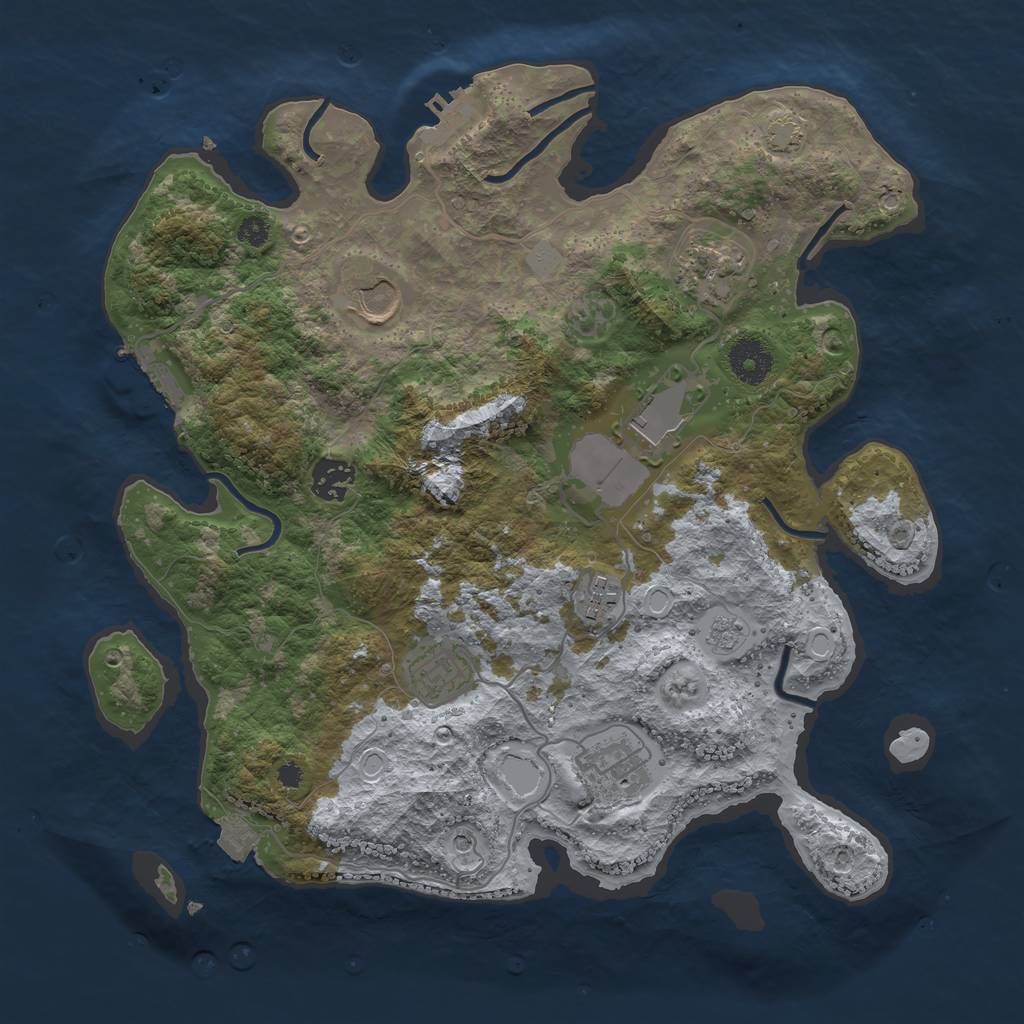 Rust Map: Procedural Map, Size: 3500, Seed: 493227270, 15 Monuments