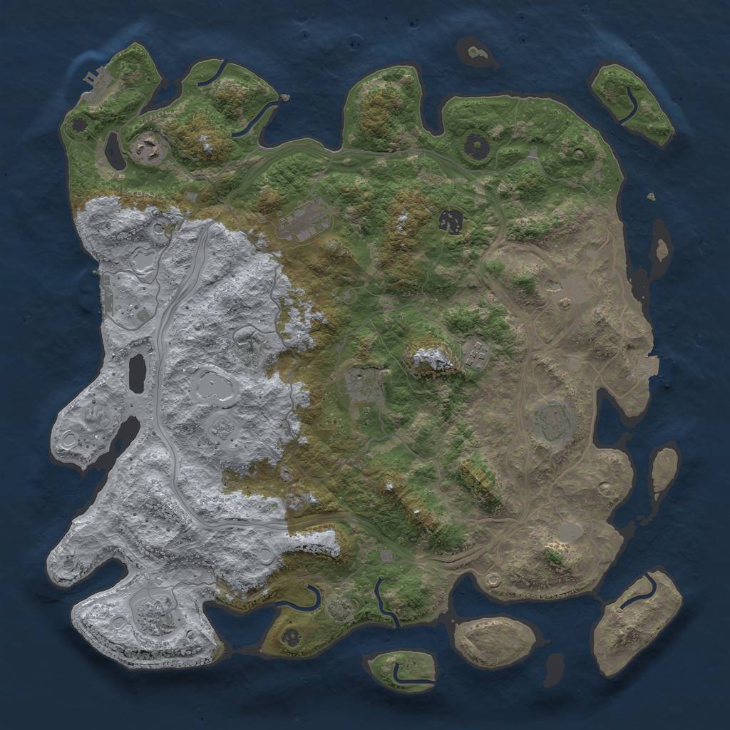 Rust Map: Procedural Map, Size: 4300, Seed: 666666666, 16 Monuments
