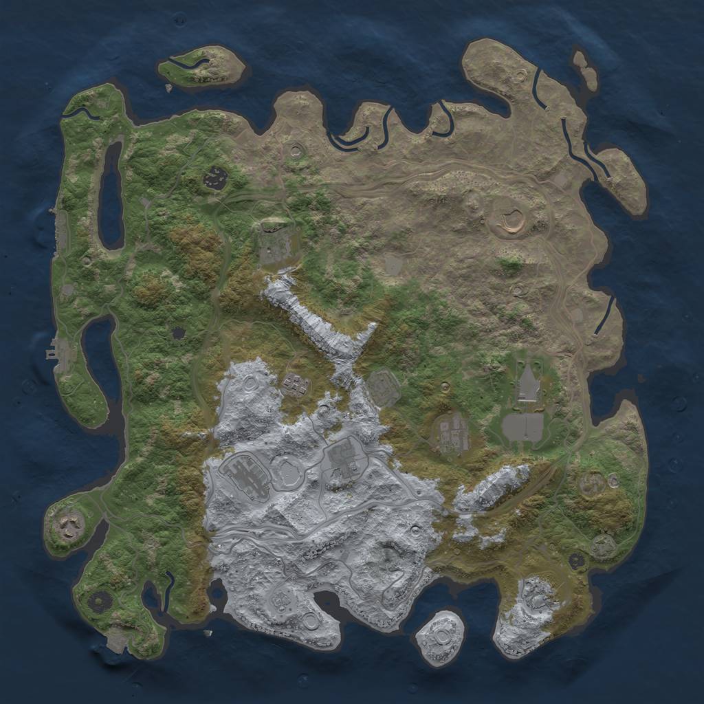 Rust Map: Procedural Map, Size: 4500, Seed: 1061576415, 19 Monuments