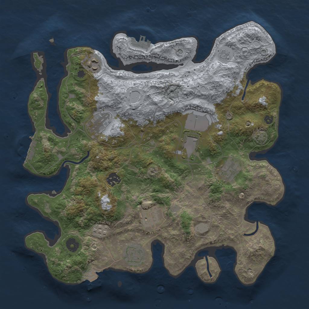 Rust Map: Procedural Map, Size: 3500, Seed: 461288996, 16 Monuments