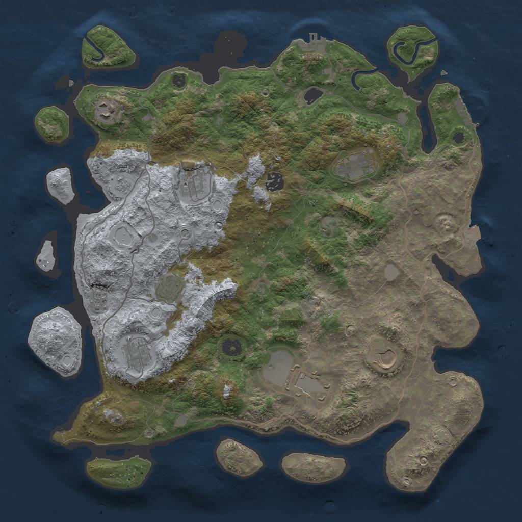 Rust Map: Procedural Map, Size: 4050, Seed: 1619617350, 17 Monuments