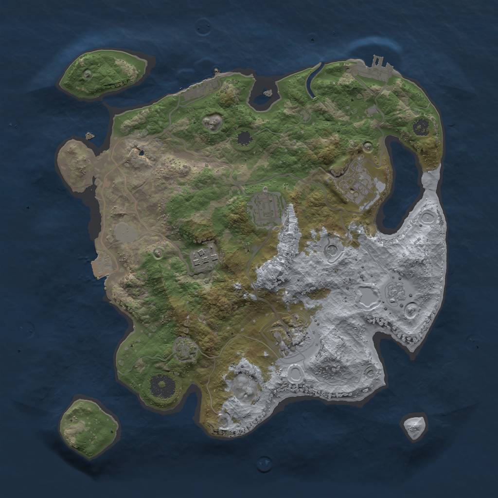 Rust Map: Procedural Map, Size: 3000, Seed: 943619130, 12 Monuments