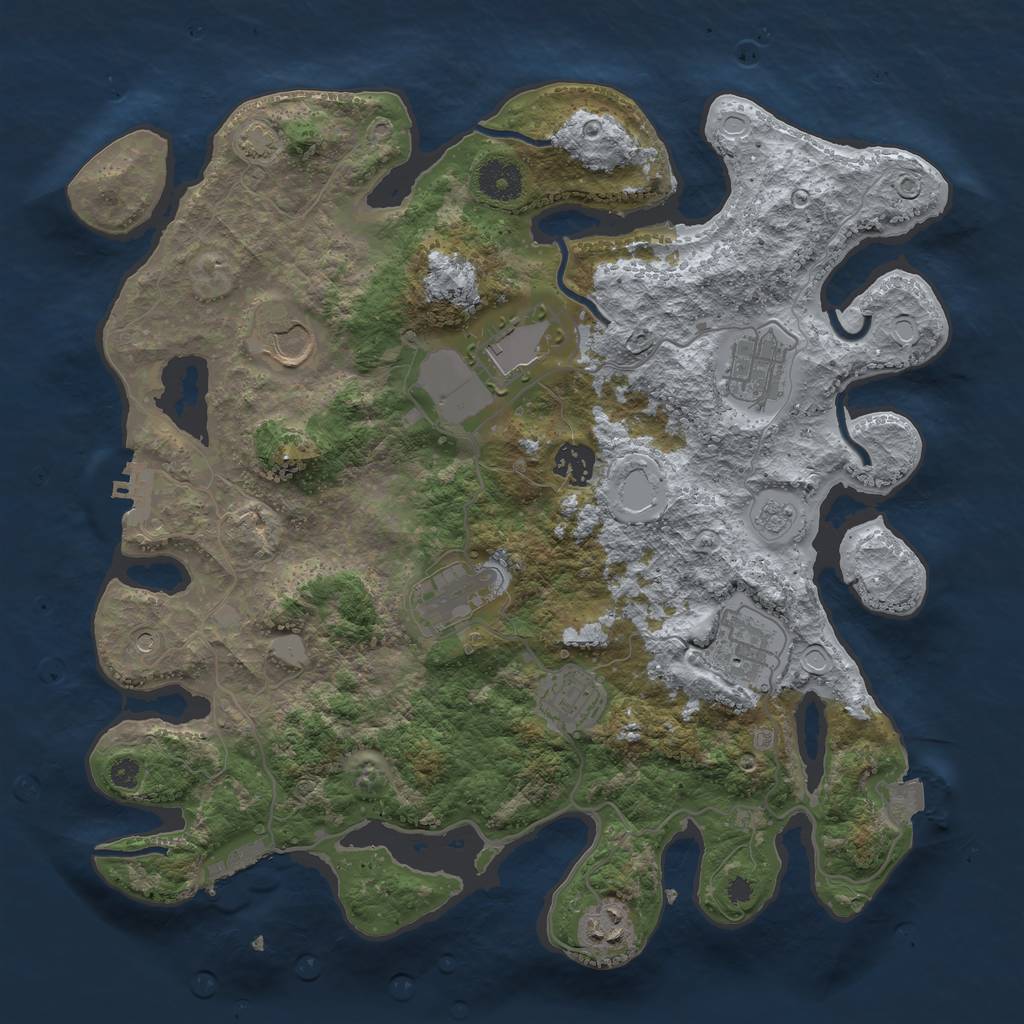 Rust Map: Procedural Map, Size: 3600, Seed: 47348850, 16 Monuments