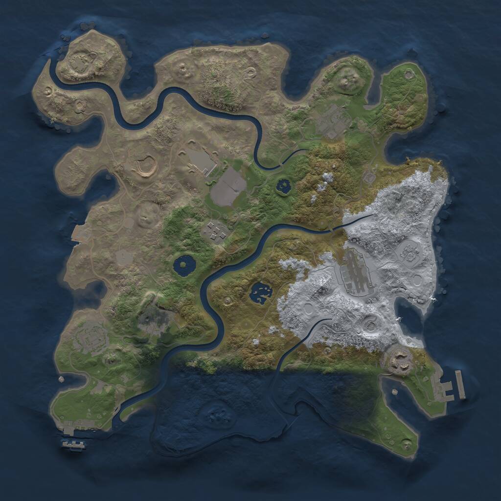 Rust Map: Procedural Map, Size: 3500, Seed: 1878296211, 15 Monuments
