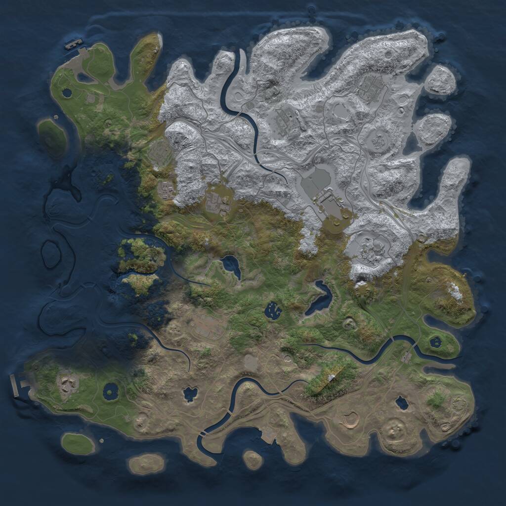 Rust Map: Procedural Map, Size: 4500, Seed: 976947656, 17 Monuments