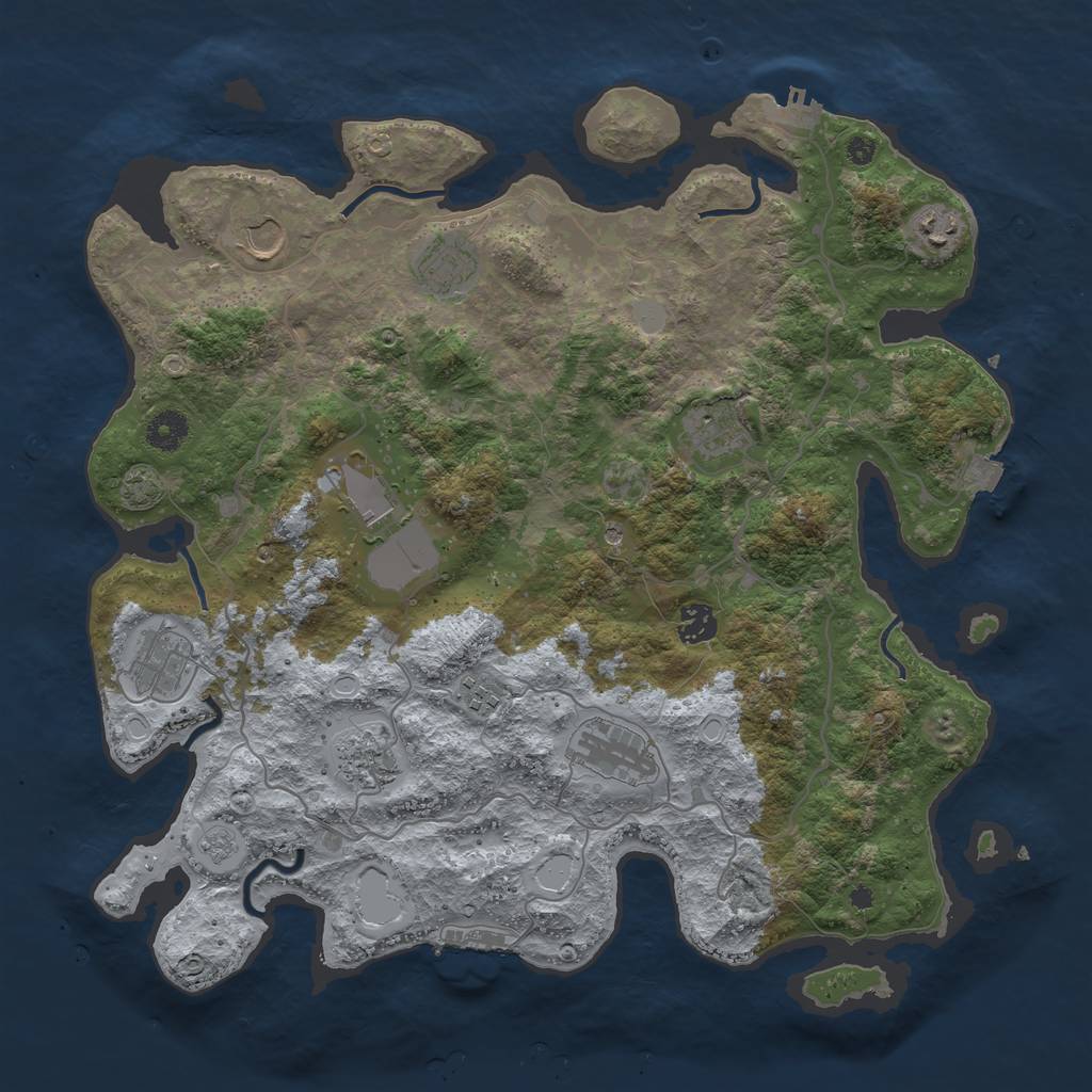 Rust Map: Procedural Map, Size: 4000, Seed: 646808796, 18 Monuments