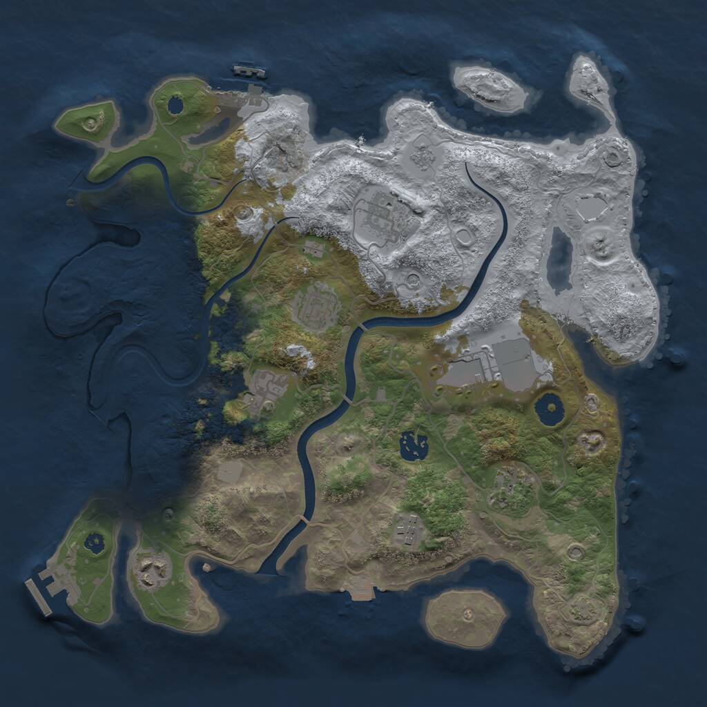 Rust Map: Procedural Map, Size: 3500, Seed: 1437059313, 14 Monuments