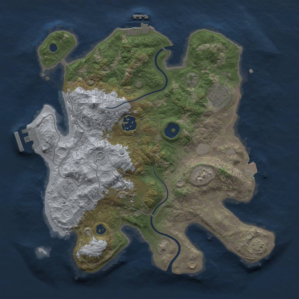 Rust Map: Procedural Map, Size: 3000, Seed: 30432, 9 Monuments