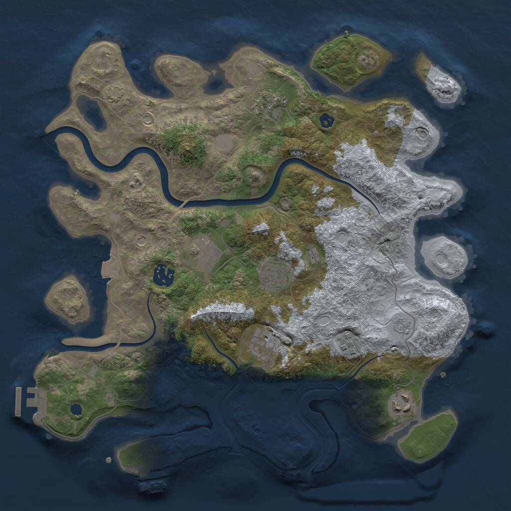 Rust Map: Procedural Map, Size: 3500, Seed: 581724187, 13 Monuments