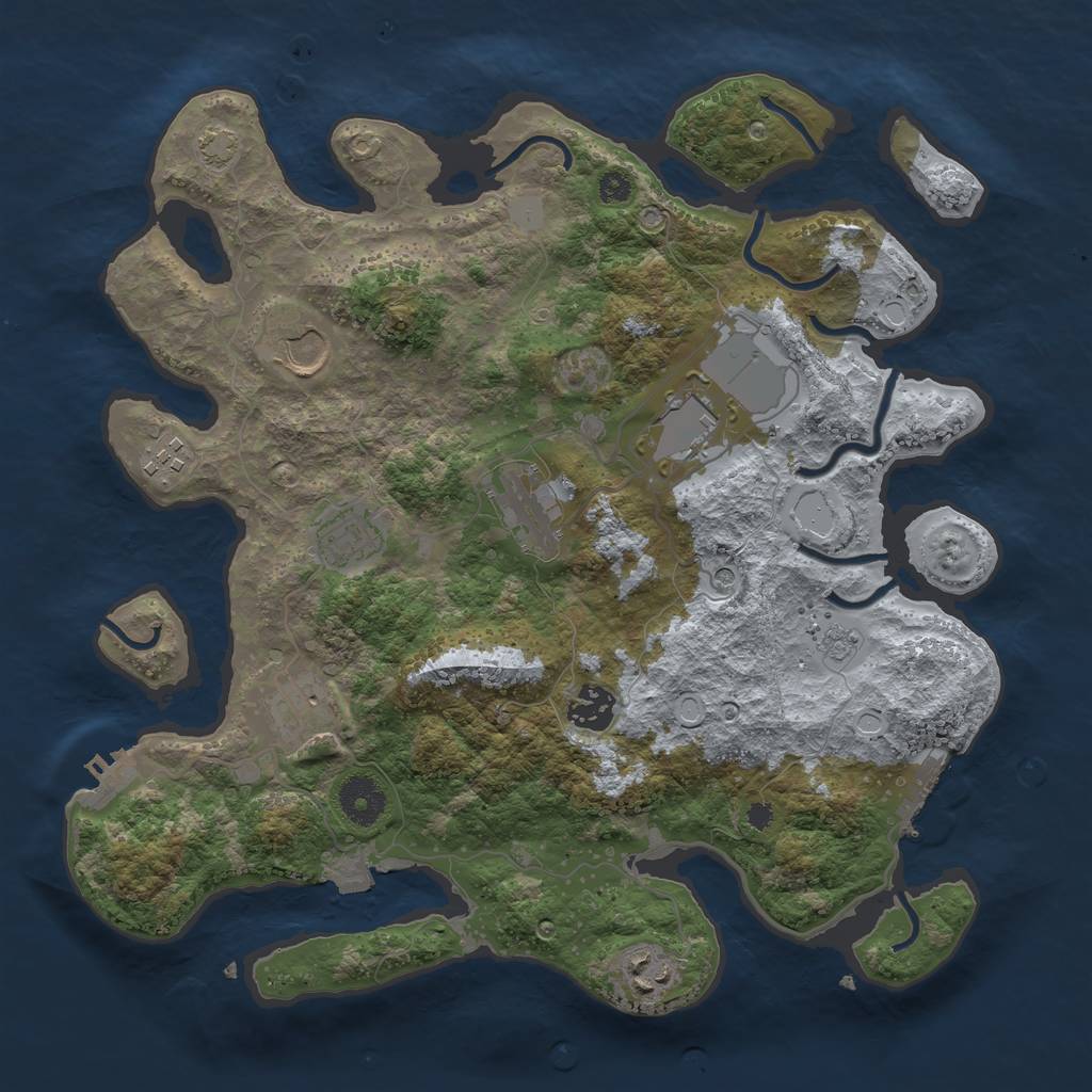 Rust Map: Procedural Map, Size: 3500, Seed: 581724187, 16 Monuments