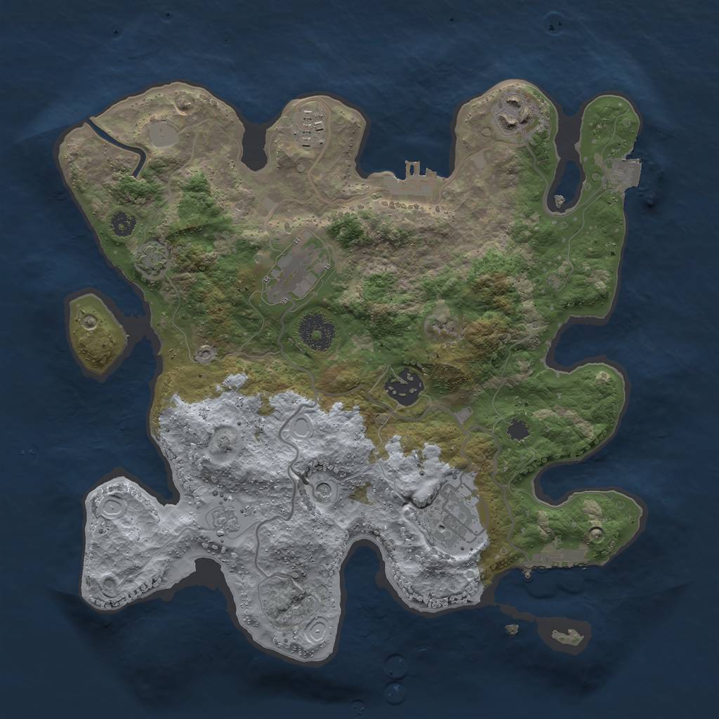 Rust Map: Procedural Map, Size: 3000, Seed: 1274281026, 13 Monuments