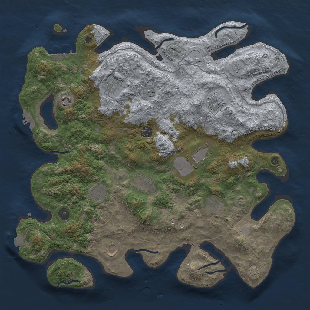 Rust Map: Procedural Map, Size: 4000, Seed: 1282205507, 18 Monuments