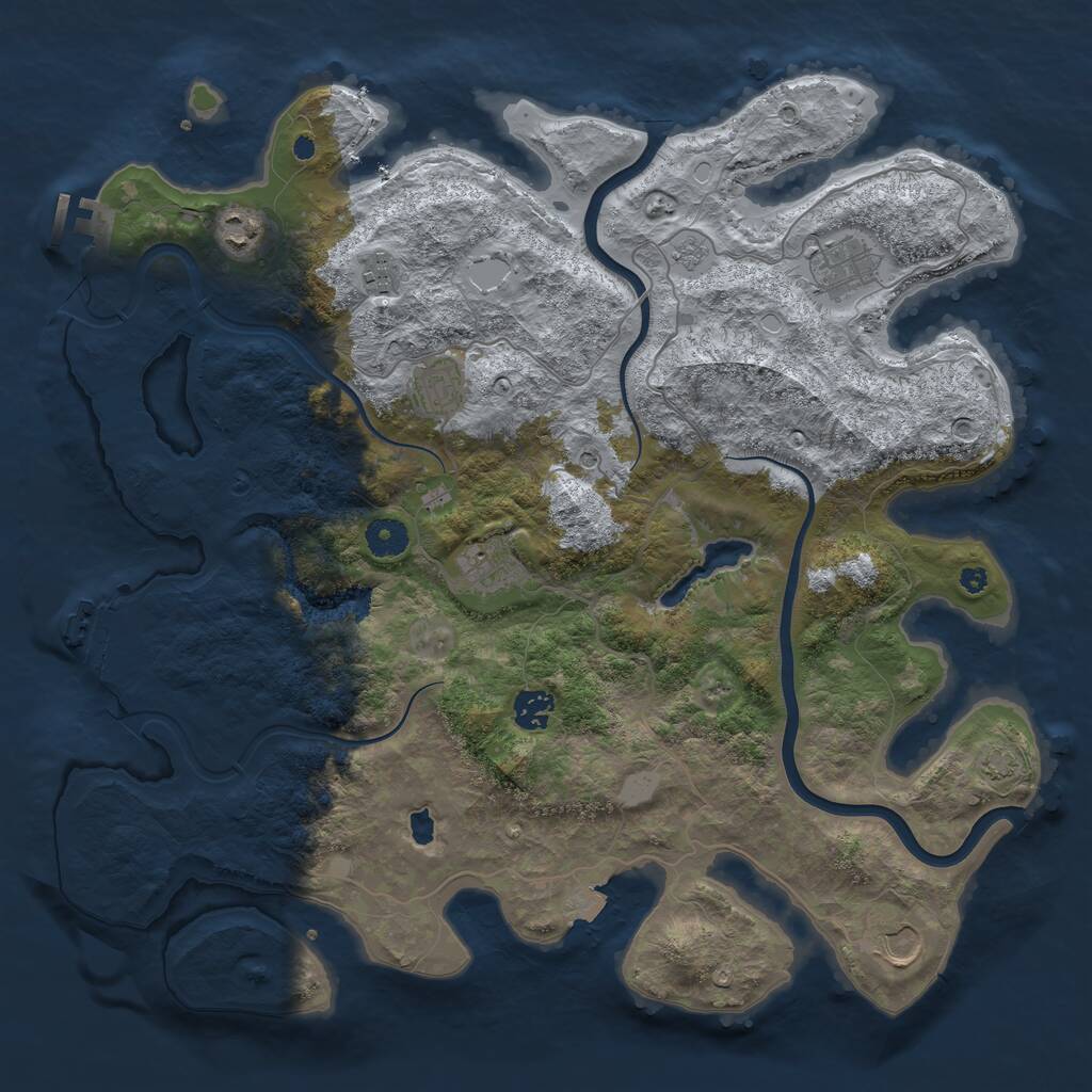 Rust Map: Procedural Map, Size: 4000, Seed: 1282205507, 13 Monuments