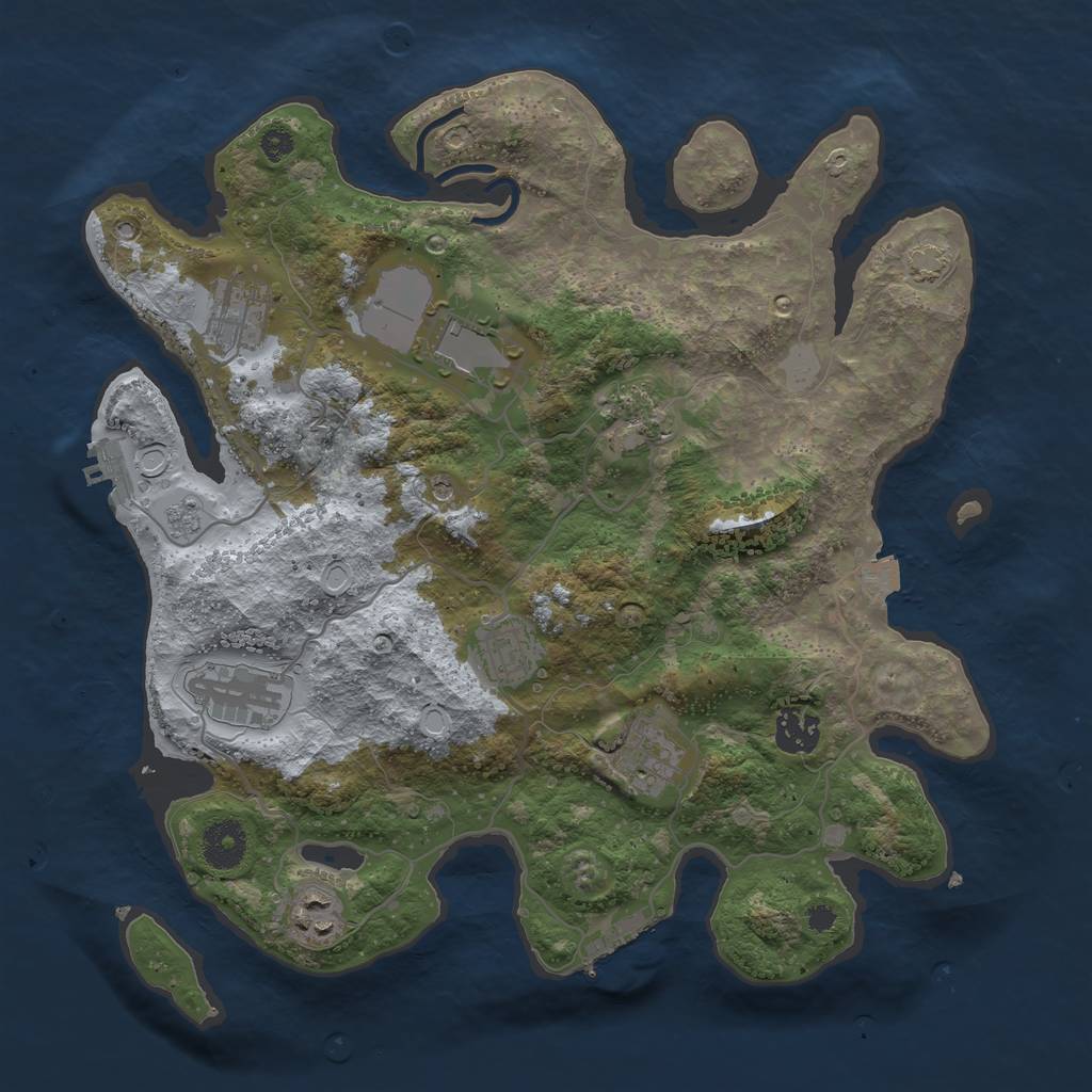 Rust Map: Procedural Map, Size: 3500, Seed: 572705982, 16 Monuments