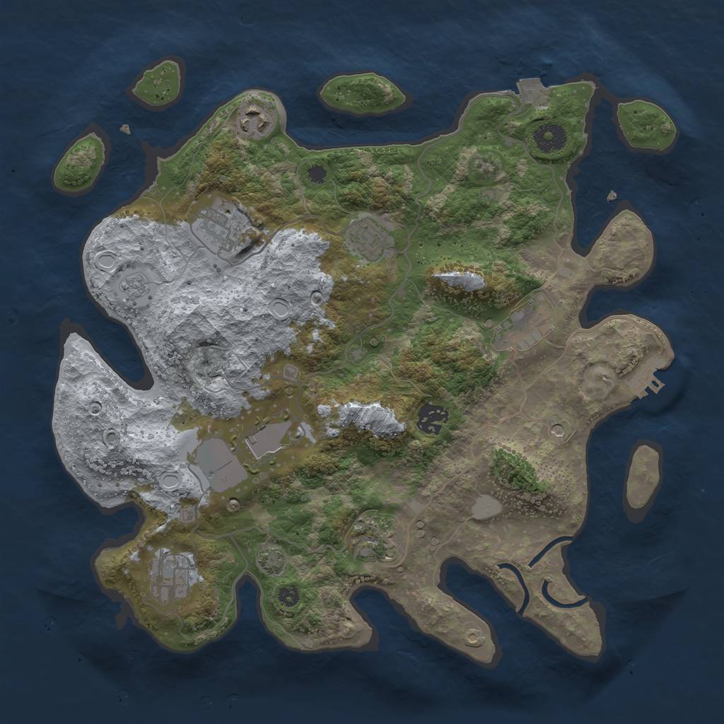 Rust Map: Procedural Map, Size: 3500, Seed: 1041944982, 15 Monuments