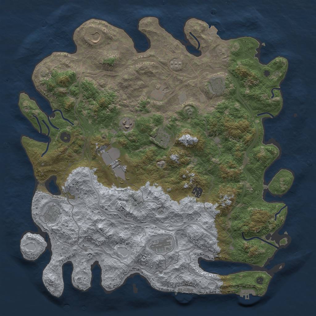 Rust Map: Procedural Map, Size: 4500, Seed: 1500149190, 18 Monuments