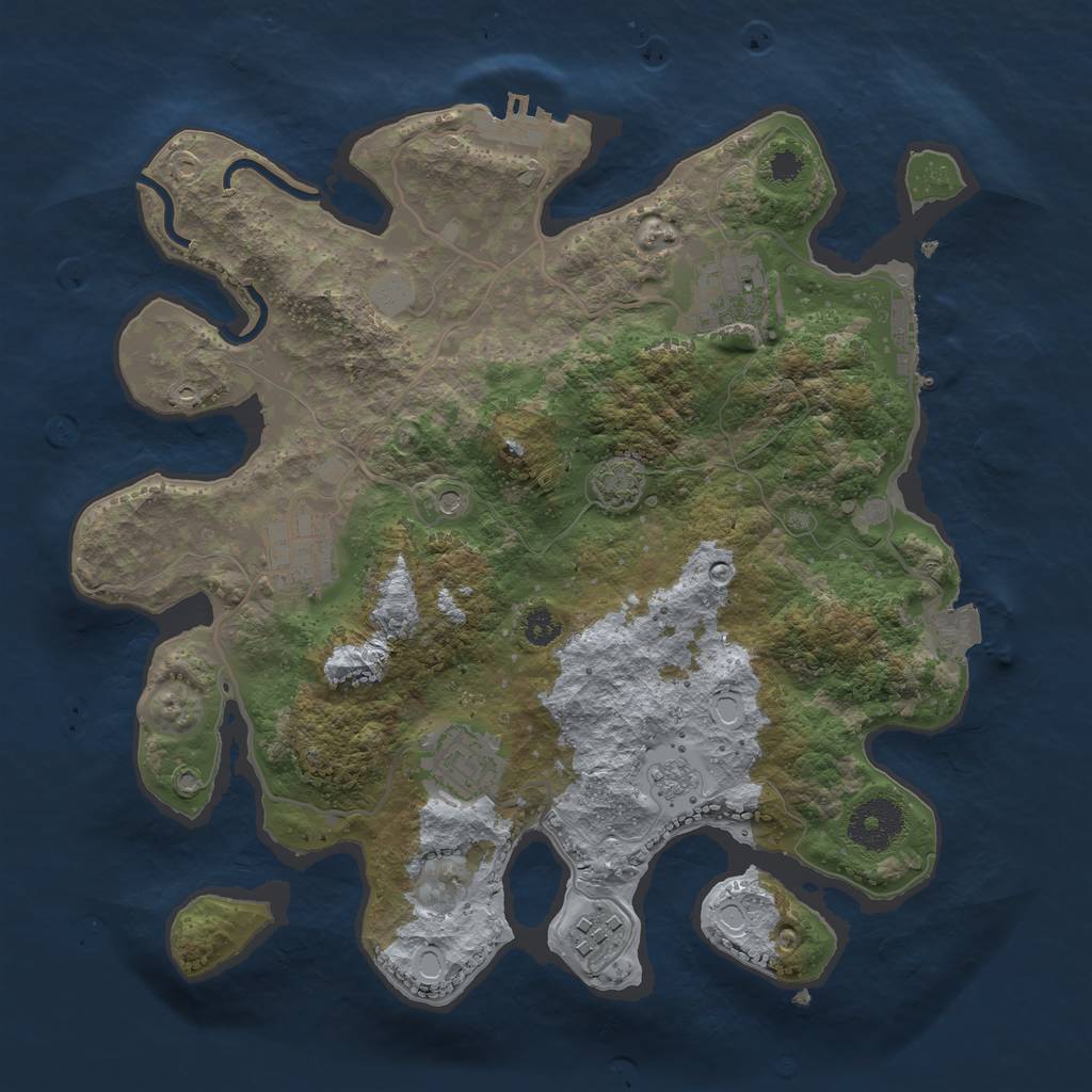 Rust Map: Procedural Map, Size: 3100, Seed: 1207666254, 12 Monuments