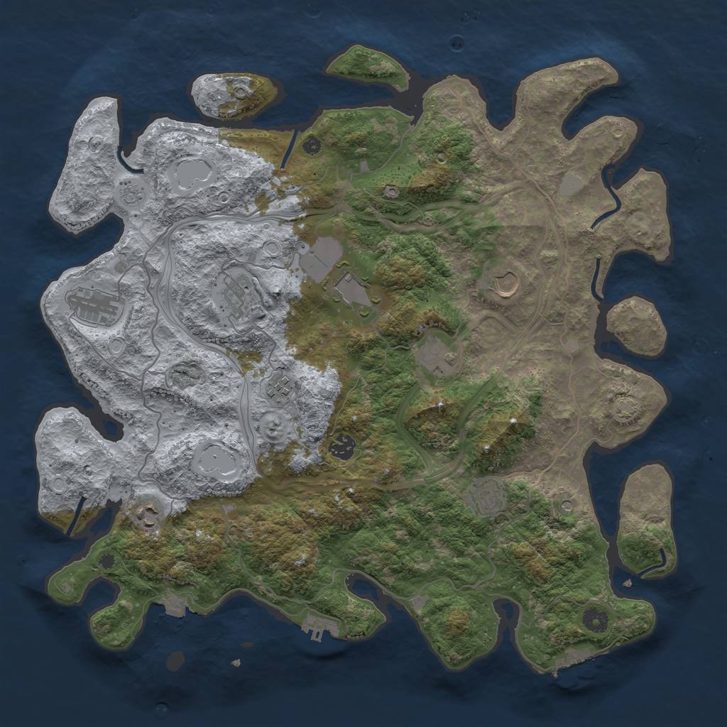 Rust Map: Procedural Map, Size: 4250, Seed: 1231334129, 17 Monuments