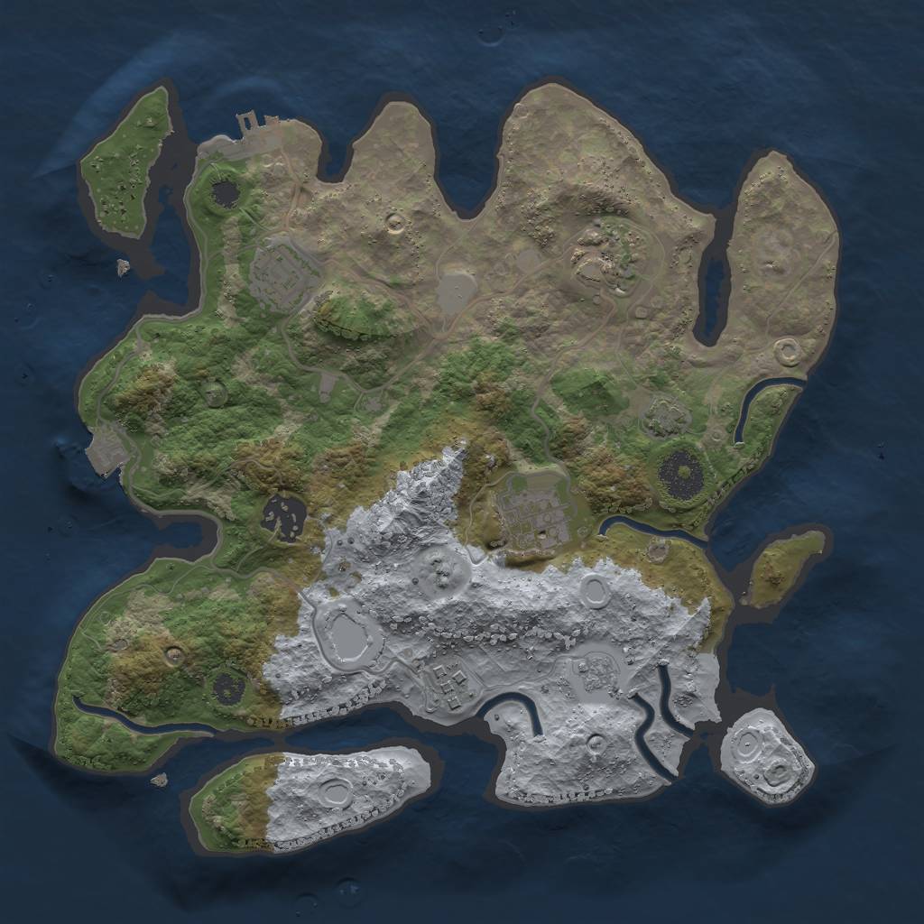 Rust Map: Procedural Map, Size: 3000, Seed: 4258960, 11 Monuments