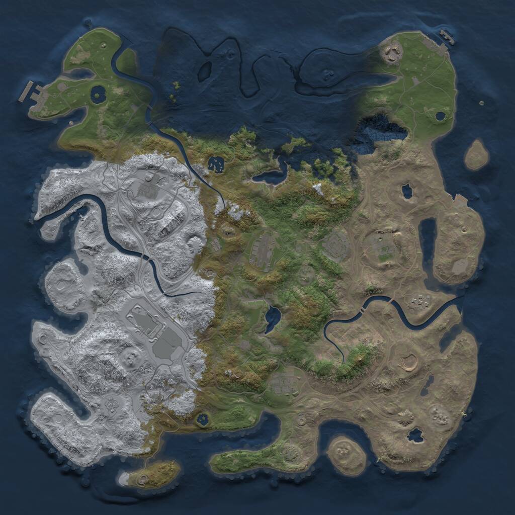 Rust Map: Procedural Map, Size: 4500, Seed: 876024310, 17 Monuments