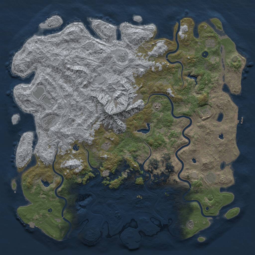 Rust Map: Procedural Map, Size: 6000, Seed: 1706654020, 17 Monuments