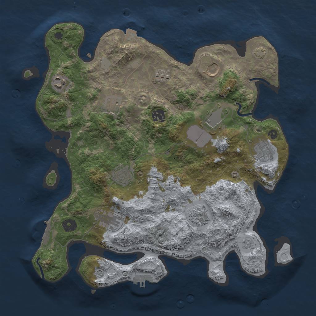 Rust Map: Procedural Map, Size: 3500, Seed: 854196851, 18 Monuments