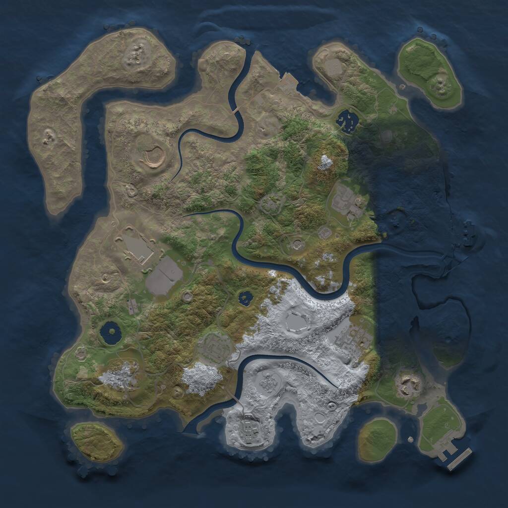 Rust Map: Procedural Map, Size: 3500, Seed: 2028872699, 15 Monuments