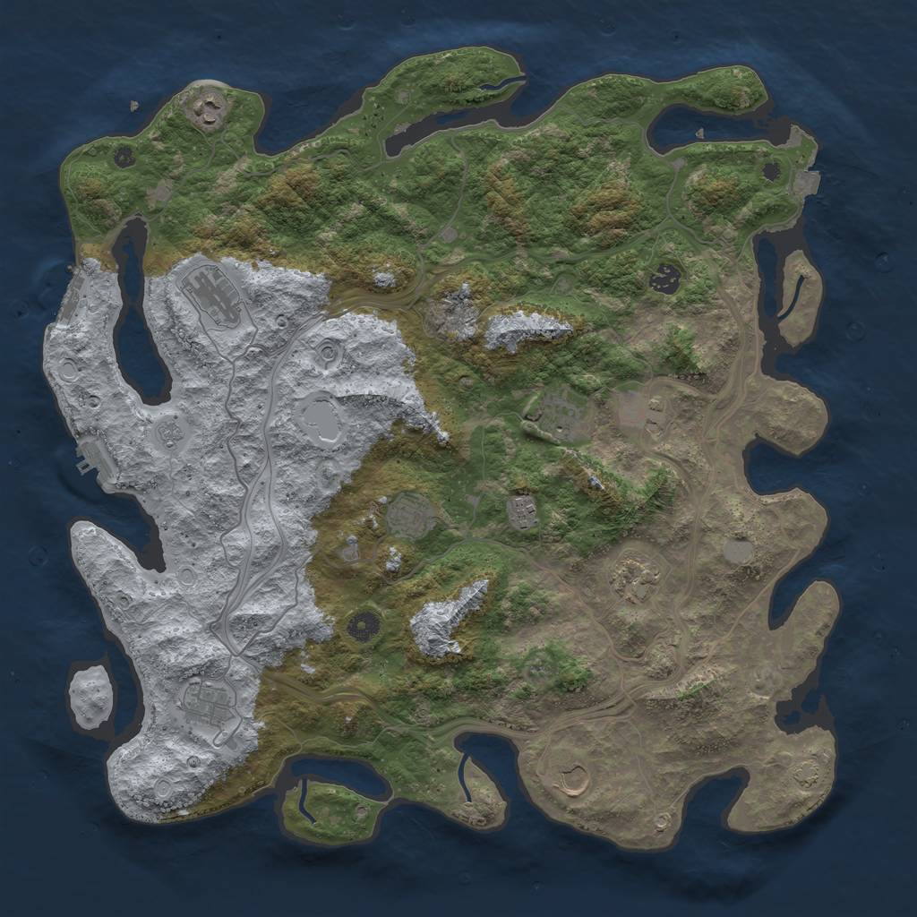 Rust Map: Procedural Map, Size: 4500, Seed: 86793292, 18 Monuments