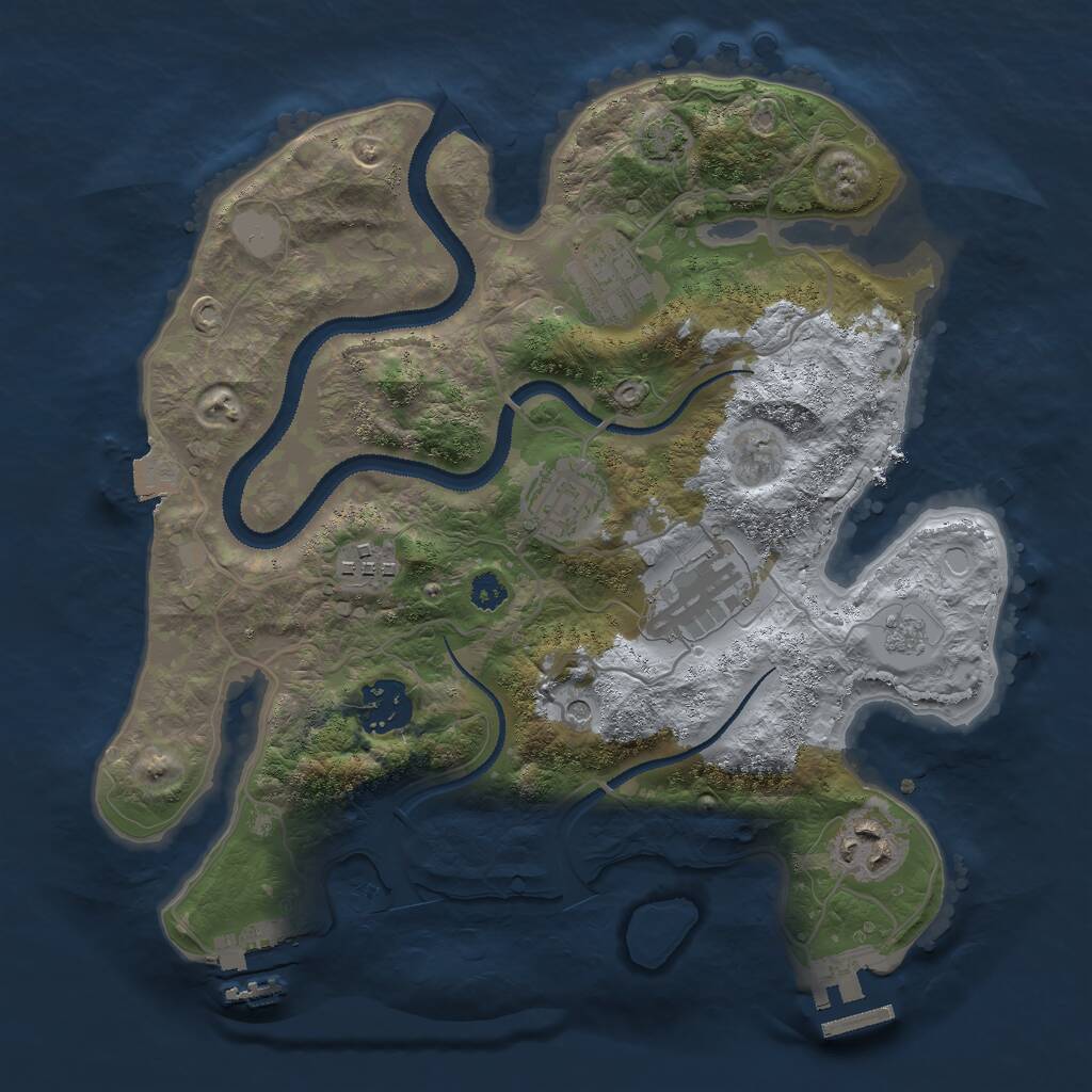 Rust Map: Procedural Map, Size: 3000, Seed: 1044643119, 12 Monuments