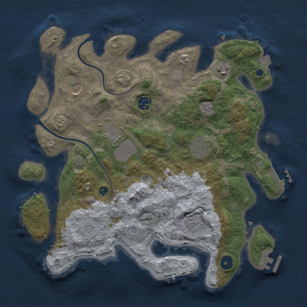 Rust Map: Procedural Map, Size: 3500, Seed: 1371665355, 13 Monuments