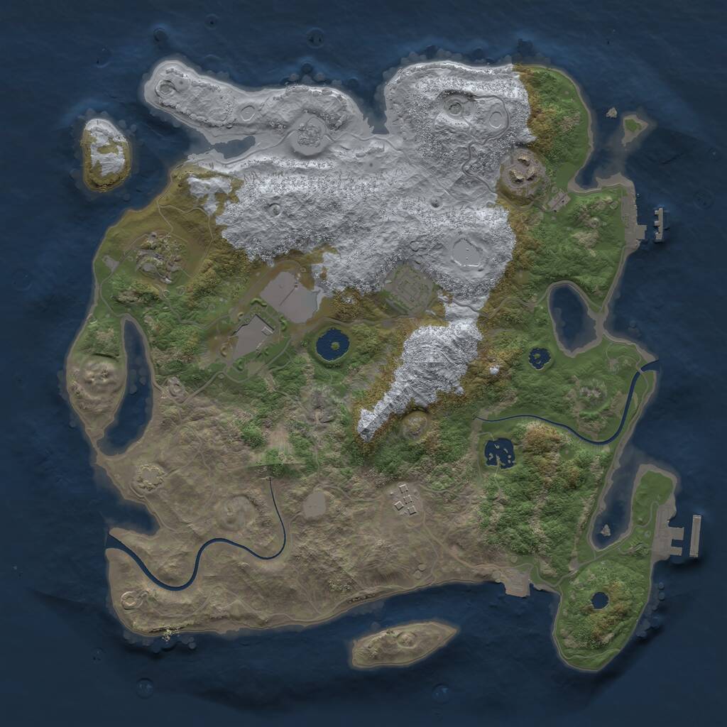 Rust Map: Procedural Map, Size: 3500, Seed: 1096928372, 12 Monuments