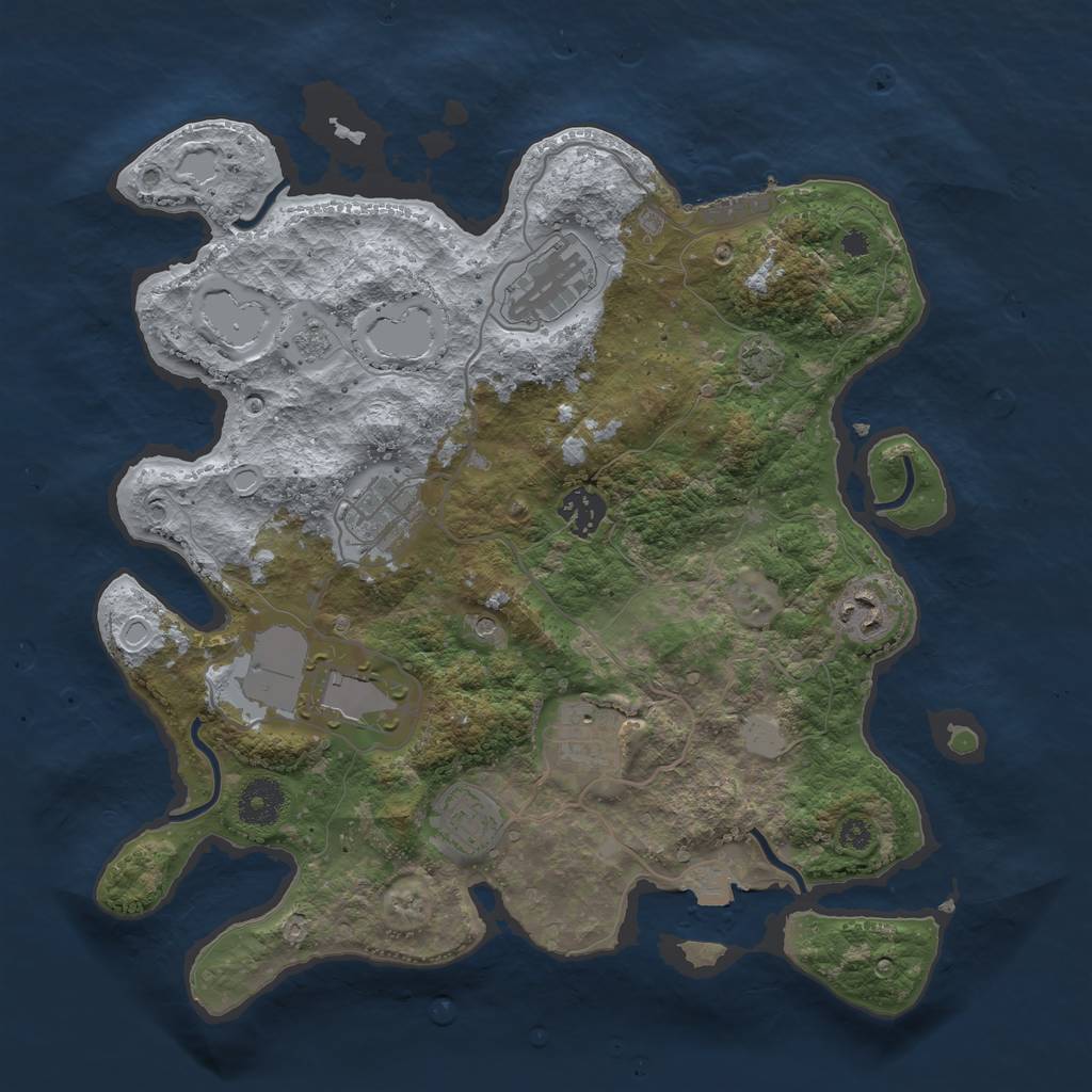 Rust Map: Procedural Map, Size: 3500, Seed: 492404043, 14 Monuments