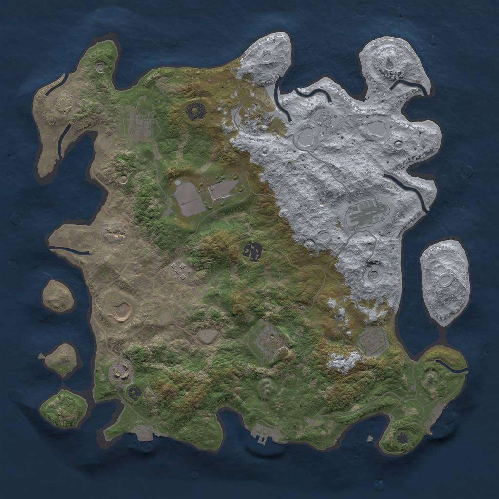 Rust Map: Procedural Map, Size: 3850, Seed: 123, 18 Monuments