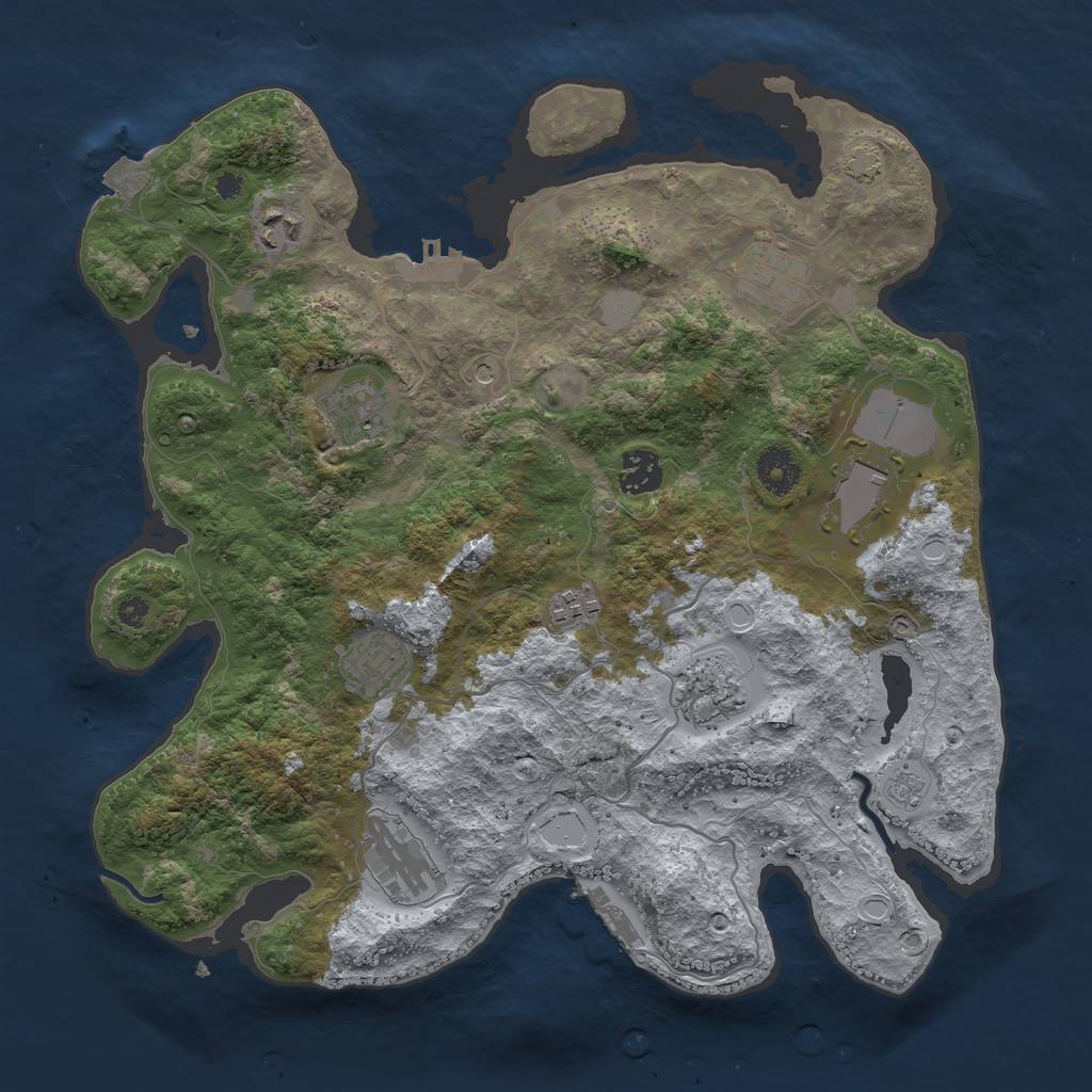 Rust Map: Procedural Map, Size: 3600, Seed: 1524639516, 17 Monuments