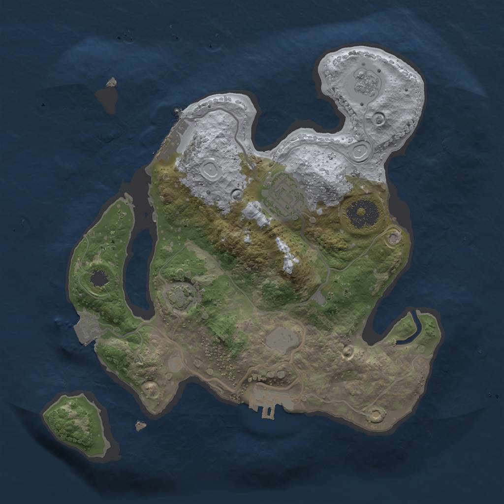 Rust Map: Procedural Map, Size: 2500, Seed: 541448692, 8 Monuments