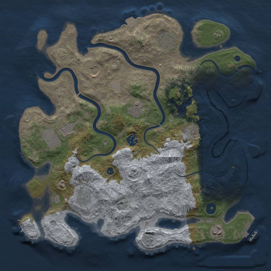Rust Map: Procedural Map, Size: 3700, Seed: 210256056, 15 Monuments