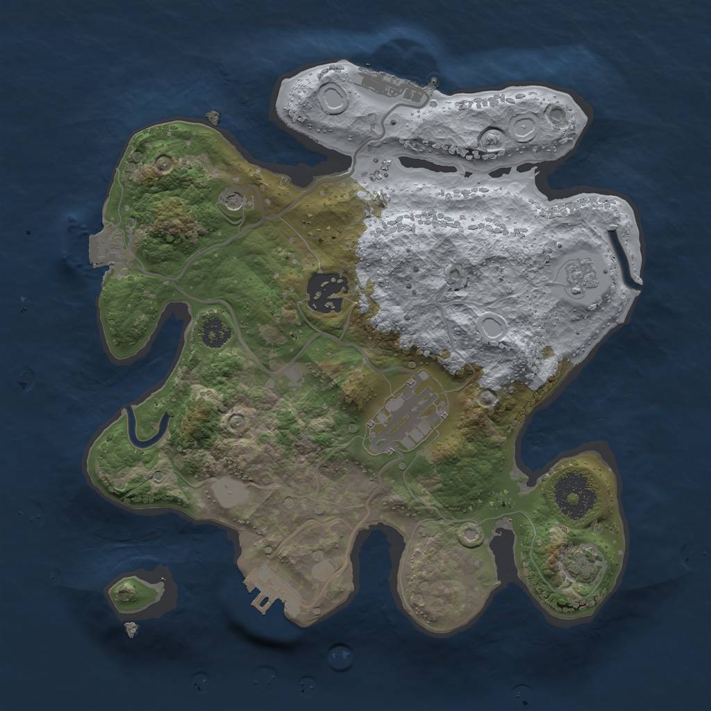 Rust Map: Procedural Map, Size: 2500, Seed: 1310351325, 10 Monuments