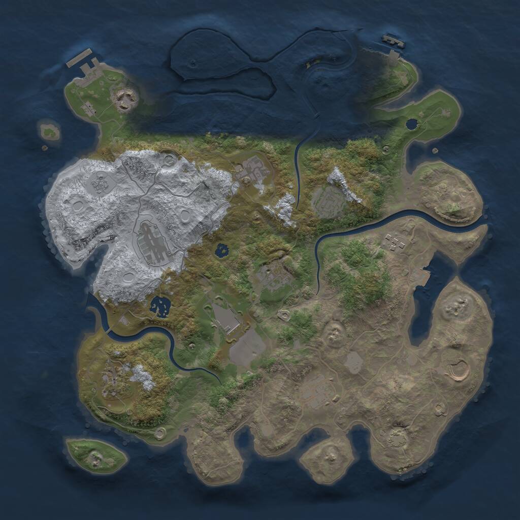 Rust Map: Procedural Map, Size: 3700, Seed: 1399580404, 17 Monuments