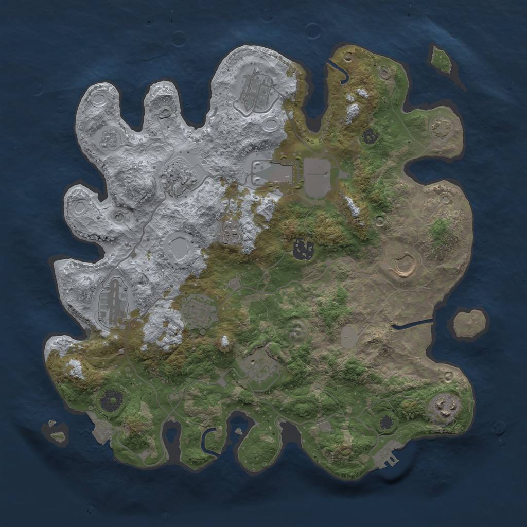 Rust Map: Procedural Map, Size: 3500, Seed: 1601796757, 17 Monuments