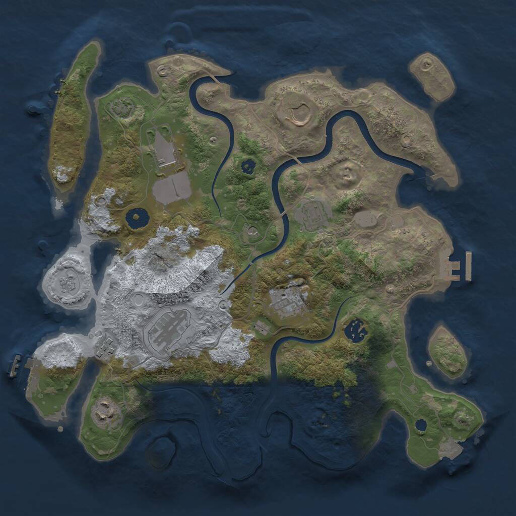 Rust Map: Procedural Map, Size: 3500, Seed: 2052319132, 14 Monuments