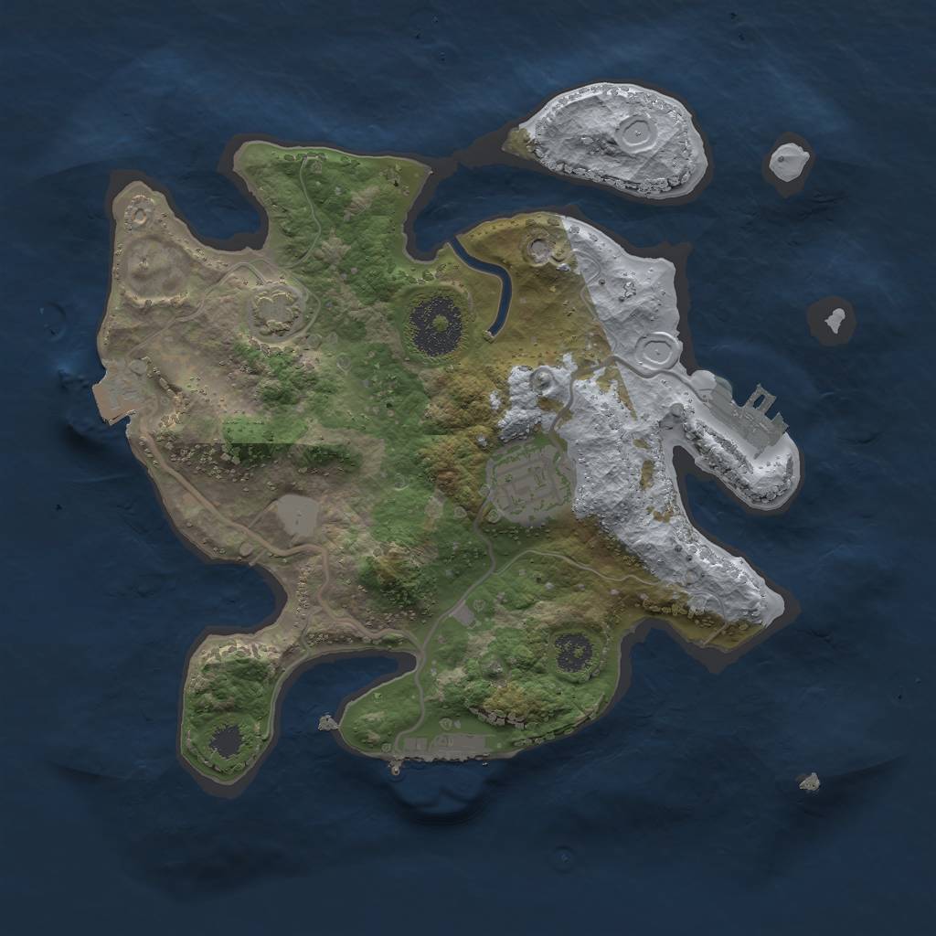 Rust Map: Procedural Map, Size: 2500, Seed: 1670301172, 7 Monuments