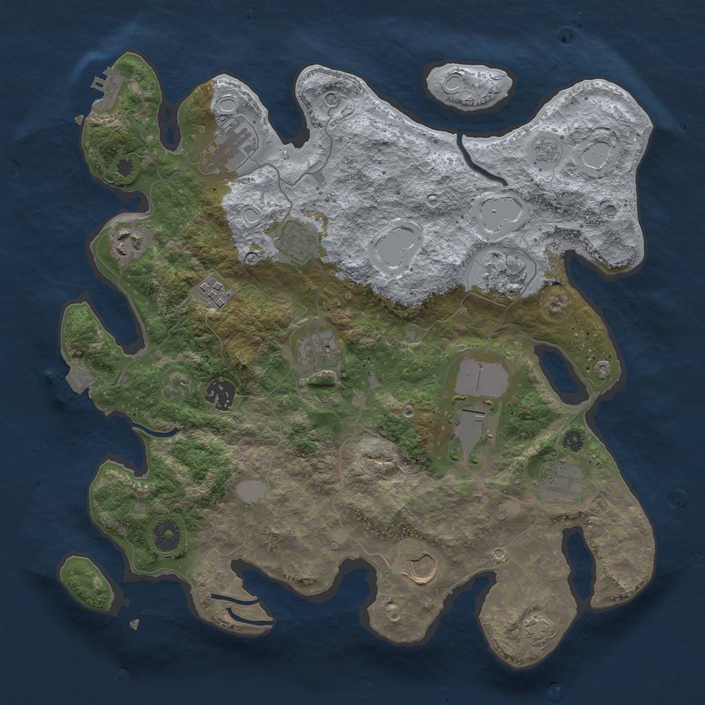 Rust Map: Procedural Map, Size: 3550, Seed: 70258934, 17 Monuments
