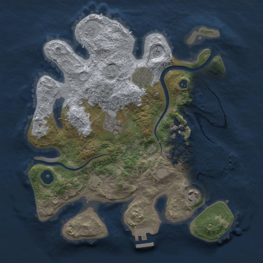 Rust Map: Procedural Map, Size: 3000, Seed: 28141, 10 Monuments