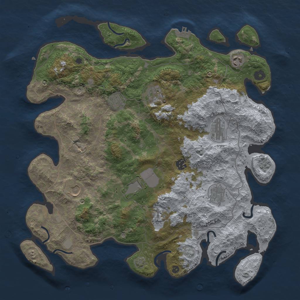 Rust Map: Procedural Map, Size: 4100, Seed: 95271389, 17 Monuments