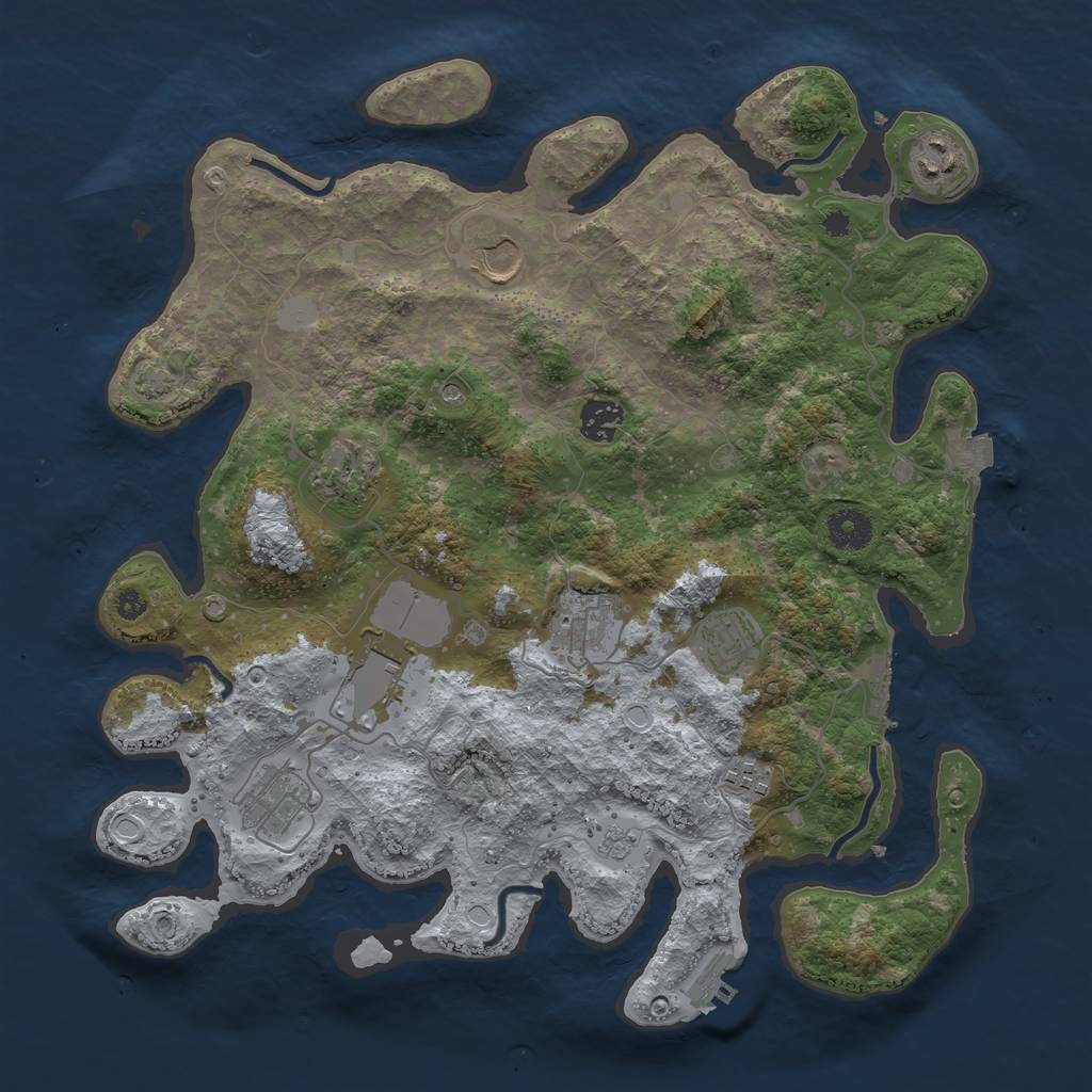 Rust Map: Procedural Map, Size: 3750, Seed: 2065234093, 17 Monuments
