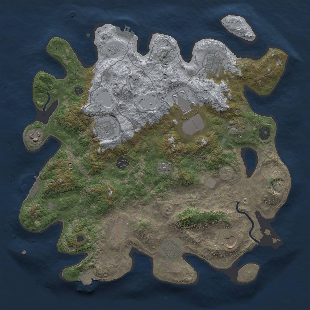 Rust Map: Procedural Map, Size: 3700, Seed: 104439297, 18 Monuments