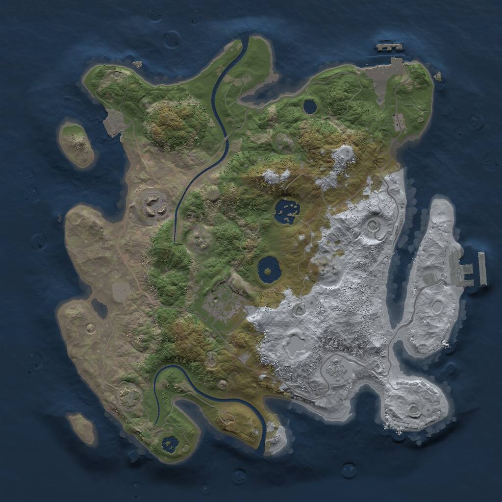 Rust Map: Procedural Map, Size: 3000, Seed: 1353546683, 9 Monuments